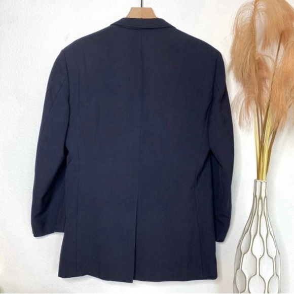 Burberrys Single Breasted 2 Buttons Blazer Navy Blue Jacket Size 42R - Picture 2 of 15